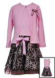 New Pink Brown Daisy Flower Circle Dress with Cardigan ~ Christmas Holiday 2T to 6X Girls