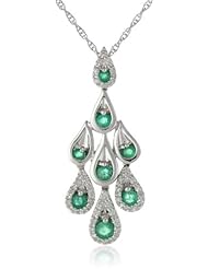 Sterling Silver Chandelier Diamond Pendant Necklace (1/10cttw, I J Color, I2 I3 Clarity), 18"