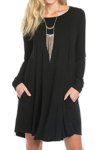 Iconic Luxe Women's Bamboo Long Sleeve Trapeze Dress