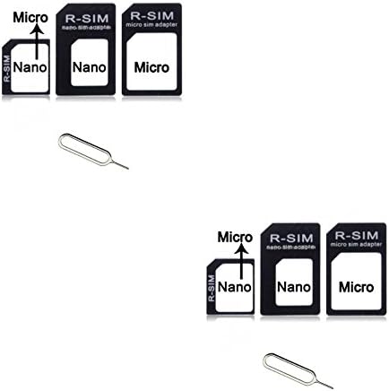 (2 Pack) SIM CARD Adapter Nano to Micro - Nano to Regular - Micro to Regular With eject pin for iphone 4S 5 5C 5S + iPad 2 3 4 Air/Mini Samsung HTC Sony-Black