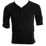 Soul Cal Raw Edge Grandad Top - Black - Mens