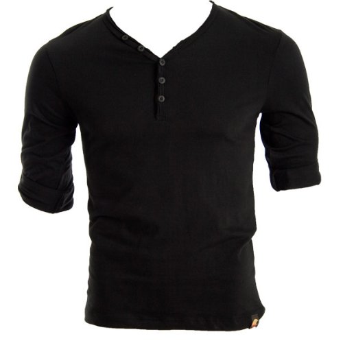 Soul Cal Raw Edge Grandad Top - Black - Mens - Medium