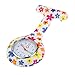 Cute High Quality Brooch / Fob Watch For Health Care Workers, Nurses And Doctors In White Silicone Hygienic Protection Cover For Infections Control With Flowers Patterns / Designs In Many Colors By VAGA