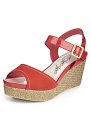 Peep Toe Wide Fit Ankle Strap Wedge Sandals