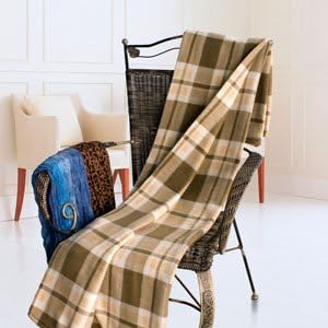 [Green/White Stripes] Soft Coral Fleece Throw Blanket (59 by 71 inches)