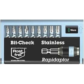 Wera BC 13/9 Stainless Rapidaptor Bit-Check Set (PH/TX), 10-Piece