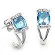 18k White Gold Blue Topaz and Diamond Earrings