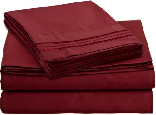 1800 Collection 6-Piece Bed Sheet Set with Bonus Pillowcases, King, Burgundy Red