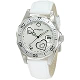 Invicta Women's 12401 Pro Diver Silver Heart Dial White Leather Watch