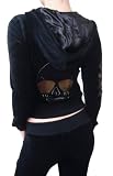 New Christian Audigier Womens Black Velour Rhinestone Track Sweatsuit Set