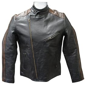 Dual Leather Stripe Motorcycle Jacket (#296-0)