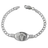 925 Sterling Silver Medical Alert Id Curb Bracelet