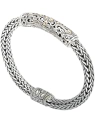 925 Silver Filigree Swirl Bracelet with 18k Gold Accents- 7.5 IN