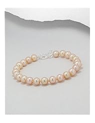 Peach (Natural) Fresh Water Pearls Bracelet In 92.5 Sterling Silver