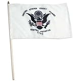 US Coast Guard Flag 12in x 18in Mounted on 24in Wooden Stick
