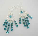 Blue Zircon Crystal Chandelier Earrings w/ Genuine Sterling Silver & Swarovski Crystal Earrings (BRAND NEW)