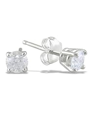 Sterling Silver Diamond Solitaire Earrings