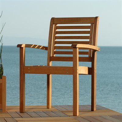 Patio Outdoor Chair - Stackable Chair - Eucalyptus Wood - Wood Finish - INT-BT-421-1