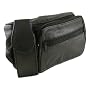 Genuine Leather Black Fanny Pack Waist Bag with Cell Phone Pouch