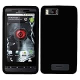 MOTOROLA ANDROID DROID X MB810 BLACK SOLID SILICONE SKIN RUBBER SOFT CASE C ....