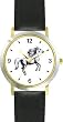 White Stallion Horse - WATCHBUDDY&reg; DELUXE TWO-TONE THEME WATCH - Arabic Numbers - Black Leather Strap-Size-Large ( Men's Size or Jumbo Women's Size )