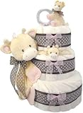 Tender Beginnings Baby Girl Diaper Cake Three Tiers Diaper Cake Baby Shower Centerpiece Gift Basket