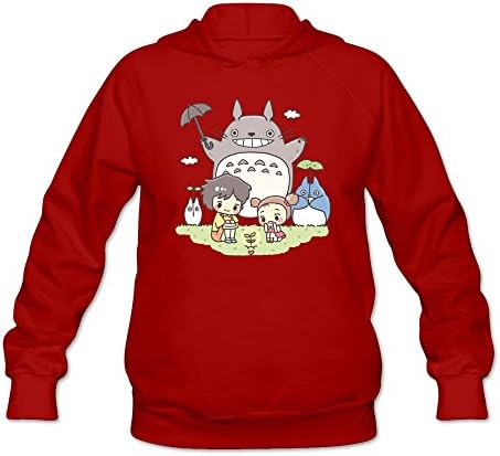 MENEO Women's Studio Ghibli My Neighbor Totoro Hooded Shirt Red XXL