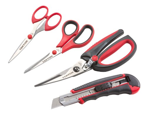 TEKTON 8054 Scissors and Snap-Off Knife Set, 4-Piece