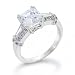 Bling Jewelry Sterling Silver 3 ct Asscher CZ Baguette Side Stone Engagement Ring MORE SIZES - 6