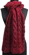 Handmade Acrylic Scarf - Knitting Masterpiece Collection - Cable Design in Burgundy (100% Knitted By Hand/extra Large)