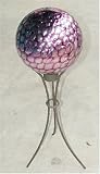 Outdoor Living : 12 inch Silver Optic Purple Glass Gazing Globe with 23 inch Rustic Iron Stand