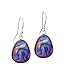 Sterling Silver Dichroic Glass Blue-Purple with Rainbow Swirls Slightly Freeform Earrings