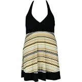 Yellow Striped Halter Jr Plus Size Dress
