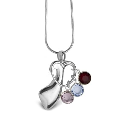 Mother's Loving Embrace Birthstone Charm Pendant