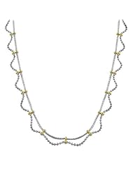 10 Karat Two-Tone Gold Beads Twisted Chain Station Necklace (17 inch)