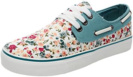 XIAXIAN Flower Canvas Elegant Lacing Style Casual Shoes(7.5 B(M) US, Beige)