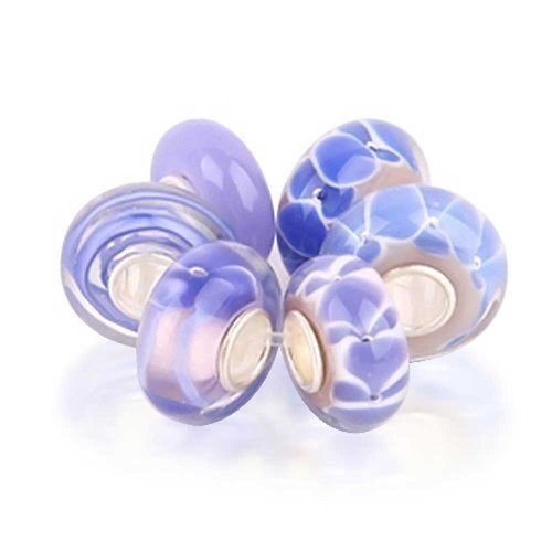 Bling Jewelry Simulated Amethyst Murano Glass Bead Set 925 Silver Fits Pandora