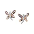 14K White and Rose Gold Pink Sapphire and Diamond Butterfly Earrings