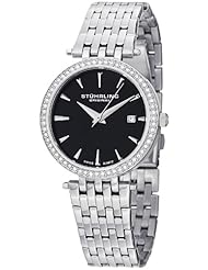Stuhrling Original Womens 579.02 Soiree Tiara Swiss Quartz Swarovski Black Dial Date Watch