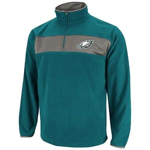 NFL Mens Philadelphia Eagles Fade Route III Long Sleeve 1/4 Zip Micro Chiller (Marine Green/Storm Gray, Small)