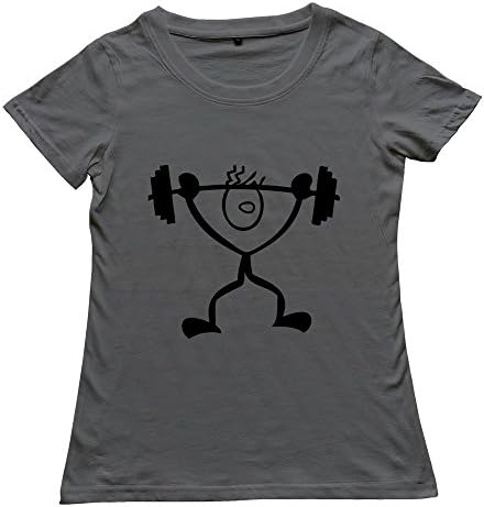GZG Women's Strong Guy Weightlifting Cotton T-Shirt Tee DeepHeather L
