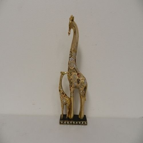 Mosaic Style Giraffe and Baby Statue Figurine Art Deco