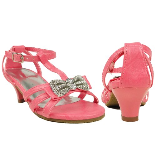 ... Rhinestones Bow High Heel Pink Sandals pageant toddleryouth shoes