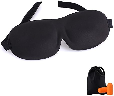 KAMOSSA Sleep Mask Super Lightweight Premium Best Memory Foam Comfortable Sleep Eye Mask Contoured Sleeping Eye Masks With Velcro Strap Earplugs Best For Travel Shift Work Insomnia(Black Color)