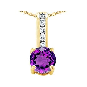 Buy 1.35 cttw 14k Yellow Gold Plated Silver Genuine Amethyst and Genuine White Topaz Pendant - Gold... by Finejewelers