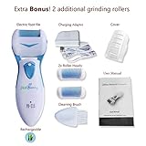 Rechargeable Water Resistant Electric Callus Remover - Foot File for Scrubbing Feet, Micro-Pedi Foot Care Tool - Gently & Effectively Shaves and Buffs Away Dead, Hard Skin, Dry Callused Feet and Cracked Heels - For Men and Women - 3 Pumice Stone Rollers Included - Experience Pedicure Spa Like Results In Seconds!