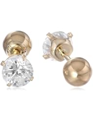 14k Yellow Gold and Cubic Zirconia Reversible Stud Earrings