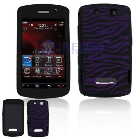 Purple and Black Zebra Animal Design Laser Cut Silicone Skin Cover Case Cell Phone Protector for BlackBerry 9530 Storm 9500 Thunder