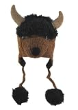 DeLux Bison Face Wool Pilot Animal Cap/Hat with Ear Flaps and Poms