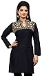 Ladies Designer Silk Embroidered Black Tunic Top / Kurti with Sequins Indian Apparel